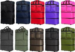 30"/36"/40" Expandable Rolling Duffel Bag Wheeled Spinner Su