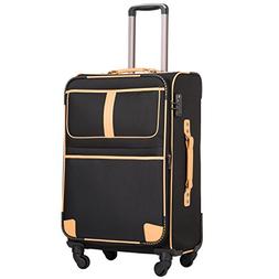 Expandable Suitcase Spinner Softshell Tsa Lock , Black)