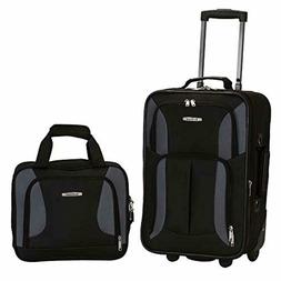 Black/gray Bag W Wheel Rolling Set 2 Piece Suitcase New