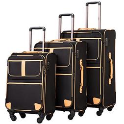 3 Piece Set Suitcase With Tsa Lock Pinner Softshell 20in24in